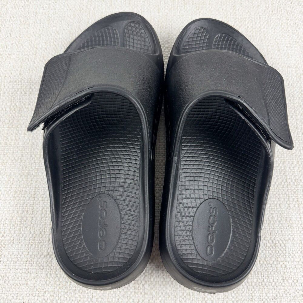 OOFOS OOAHH Sport Flex Slides Black Recovery Sandals Shoes - Picture 13 of 16